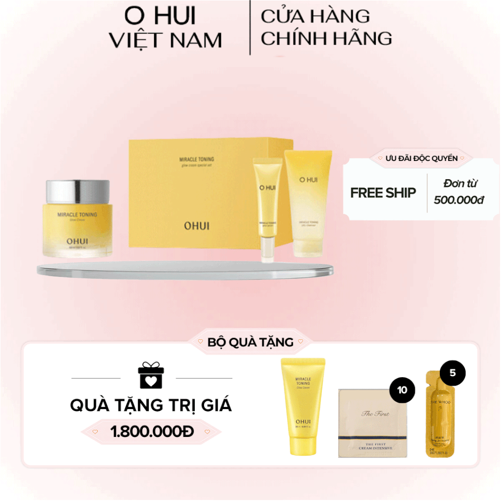 Bộ Kem Dưỡng Ohui Miracle Toning Glow Cream Special Set