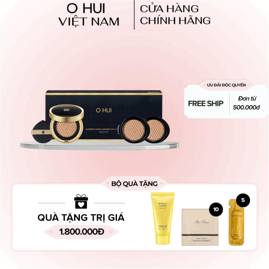 Bộ phấn Nước Ohui Ultimate Cover Cushion Satin 3pcs