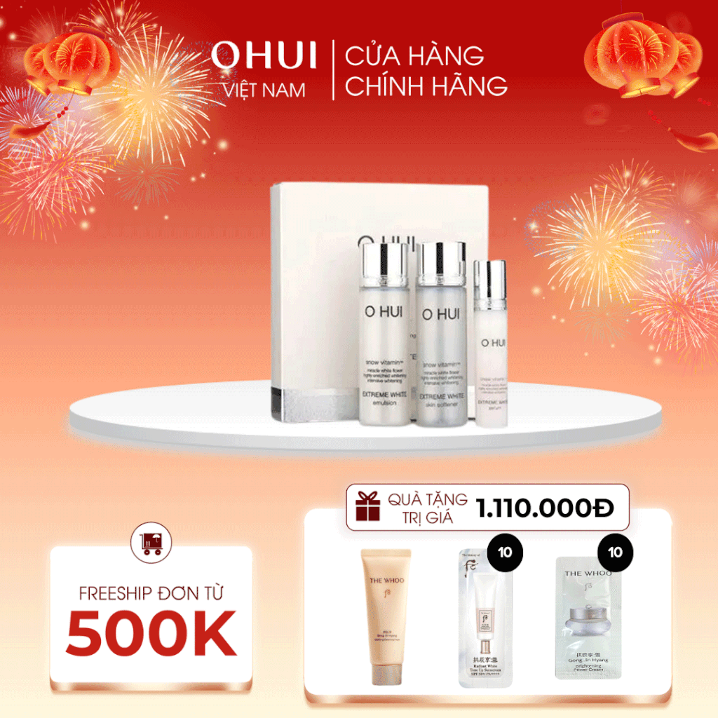 Bộ sản phẩm dưỡng trắng da Ohui Extreme White Miniature Kit 3 sản phẩm
