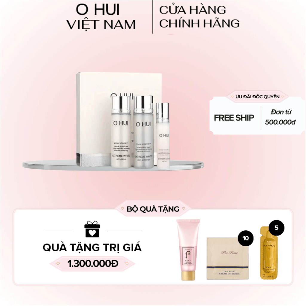 Bộ sản phẩm dưỡng trắng da Ohui Extreme White Miniature Kit 3 sản phẩm