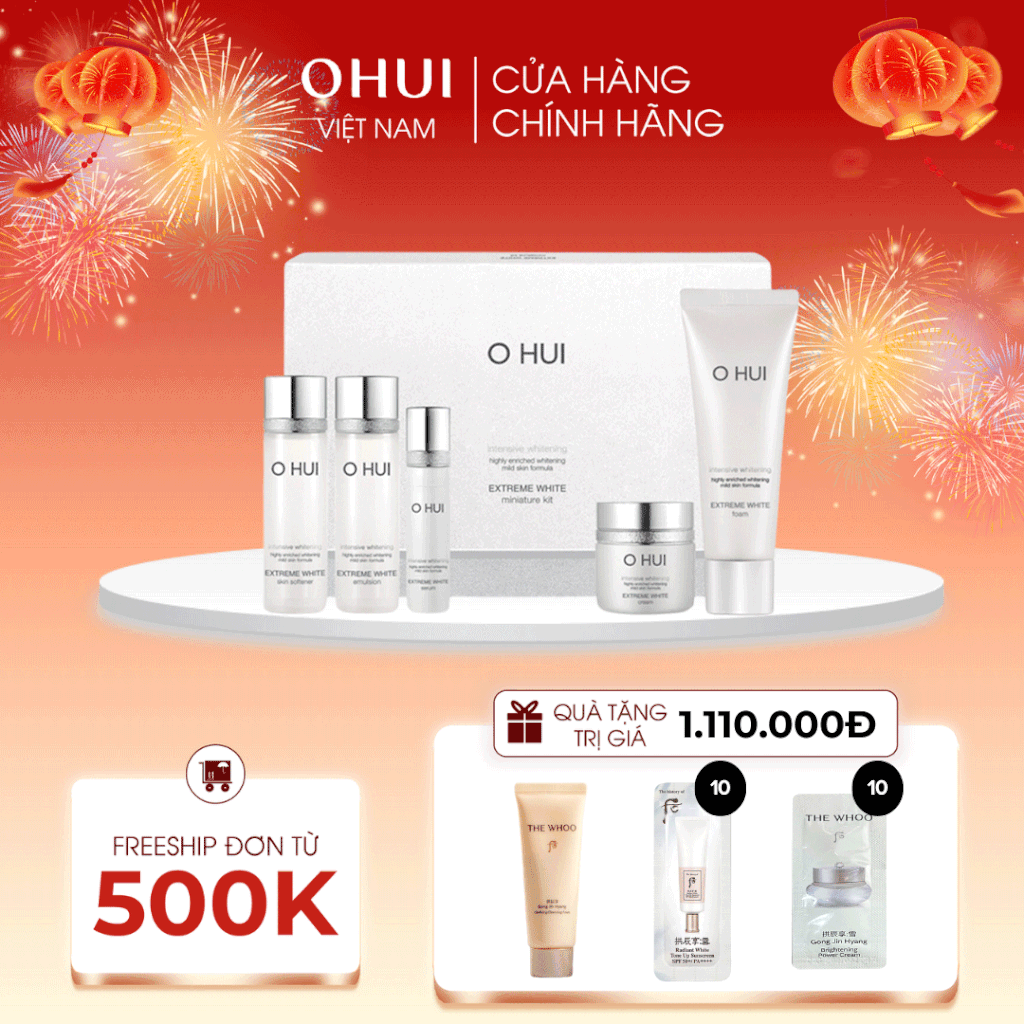 Bộ sản phẩm dưỡng trắng da Ohui Extreme White Miniature Kit 5 sản phẩm