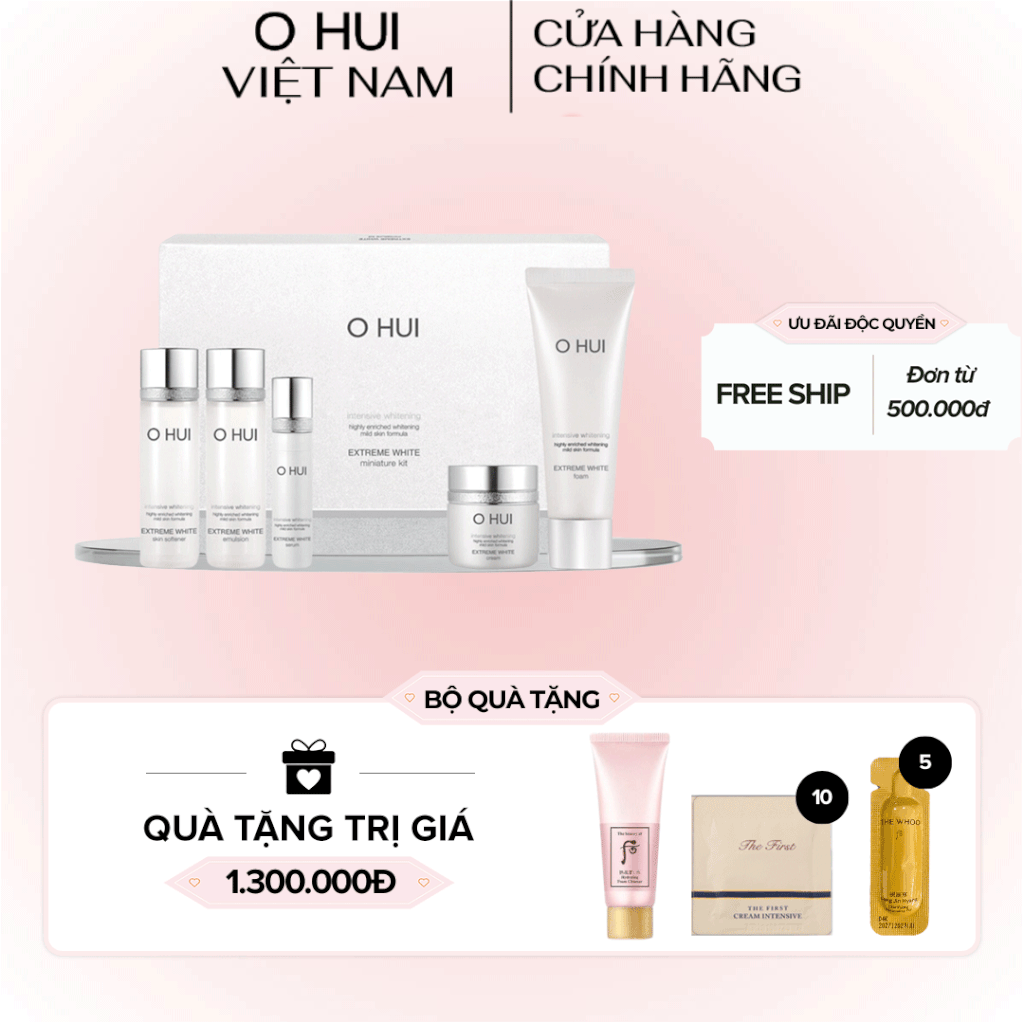 Bộ sản phẩm dưỡng trắng da Ohui Extreme White Miniature Kit 5 sản phẩm