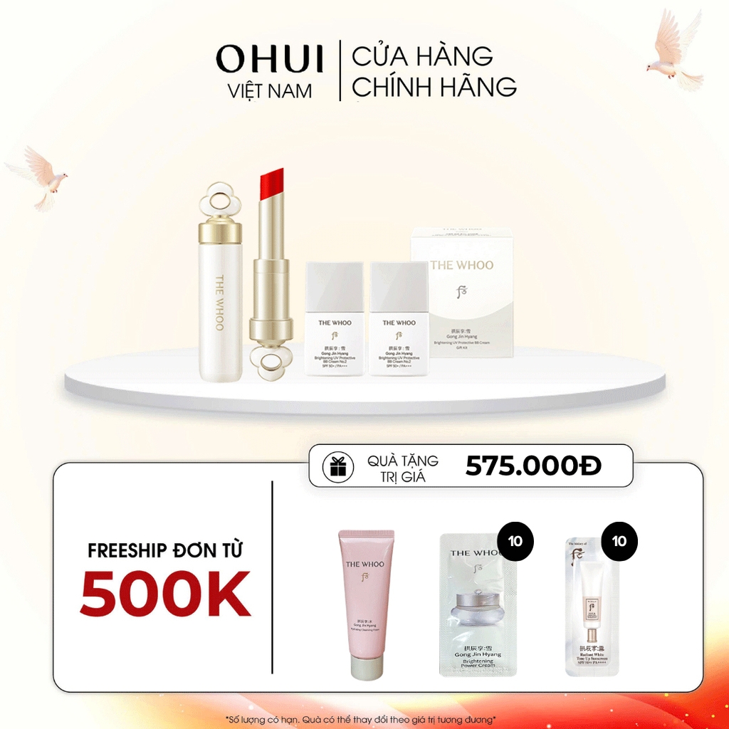 Bộ Son Dưỡng Môi Đông Y Whoo Mi Glow Lip Balm Set Bloom Red