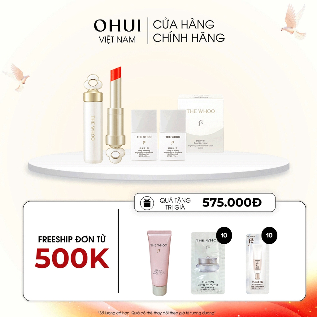 Bộ Son Dưỡng Môi Đông Y Whoo Mi Glow Lip Balm Set Peony Coral