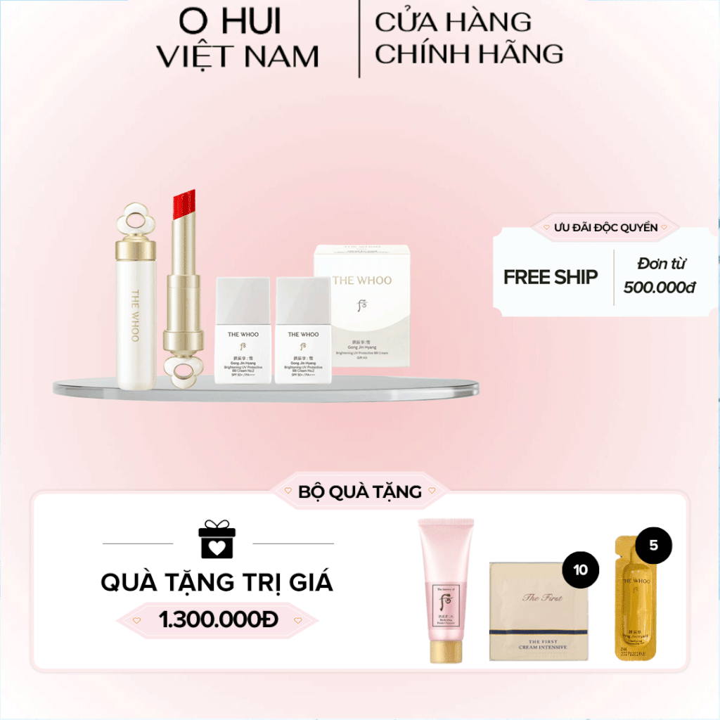Bộ Son Dưỡng Môi Đông Y Whoo Mi Glow Lip Balm Set Bloom Red