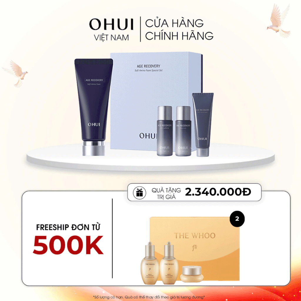 Bộ sữa rửa mặt cải thiện nếp nhăn Ohui Age Recovery Foam Cleanser