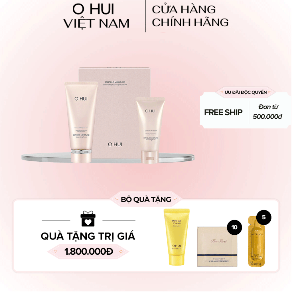 Bộ Sữa Rửa Mặt Dưỡng Ẩm OHUI Miracle Moisture Cleansing Foam