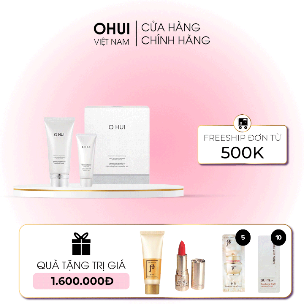 Bộ sữa rửa mặt dưỡng trắng da OHUI Extreme Bright Cleansing Foam