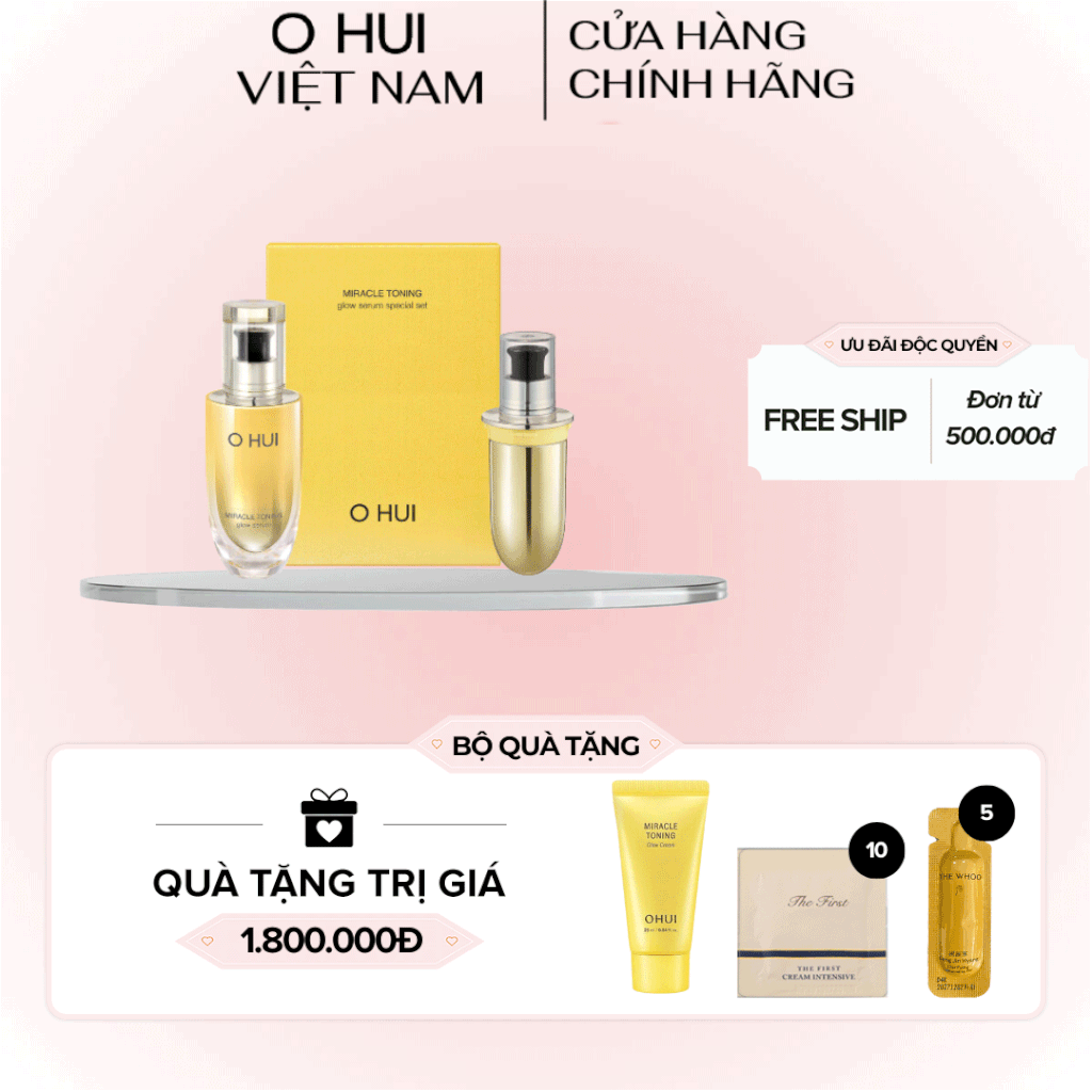 Bộ Tinh Chất Dưỡng Sáng Ohui Miracle Toning Glow Serum 100ml Set