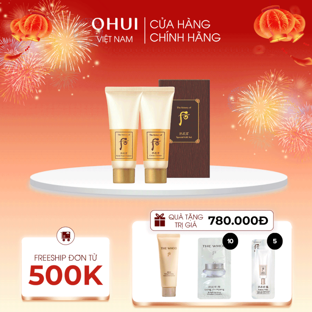 Cặp Sữa Rửa Mặt Kem Tẩy Trang Whoo Gongjinhyang Foam GWP 2pcs Set 40mlx2