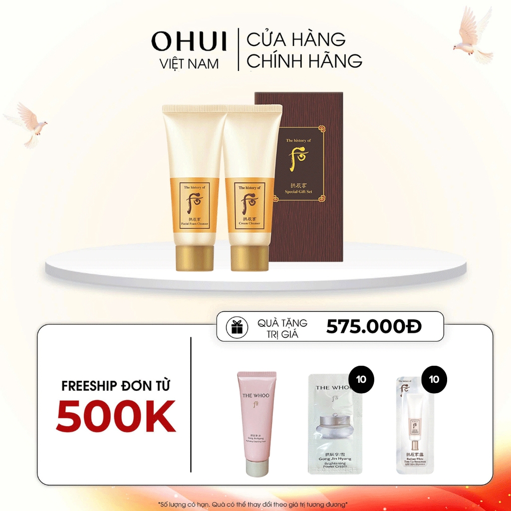 Cặp Sữa Rửa Mặt Kem Tẩy Trang Whoo Gongjinhyang Foam GWP 2pcs Set 40mlx2