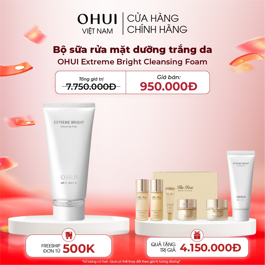 Bộ sữa rửa mặt dưỡng trắng da OHUI Extreme Bright Cleansing Foam