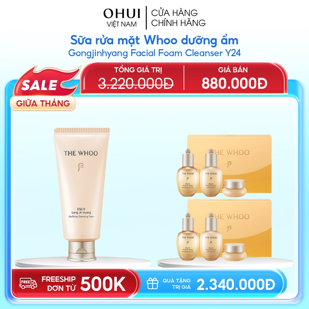 Sữa rửa mặt Whoo dưỡng ẩm Gongjinhyang Facial Foam Cleanser Y24