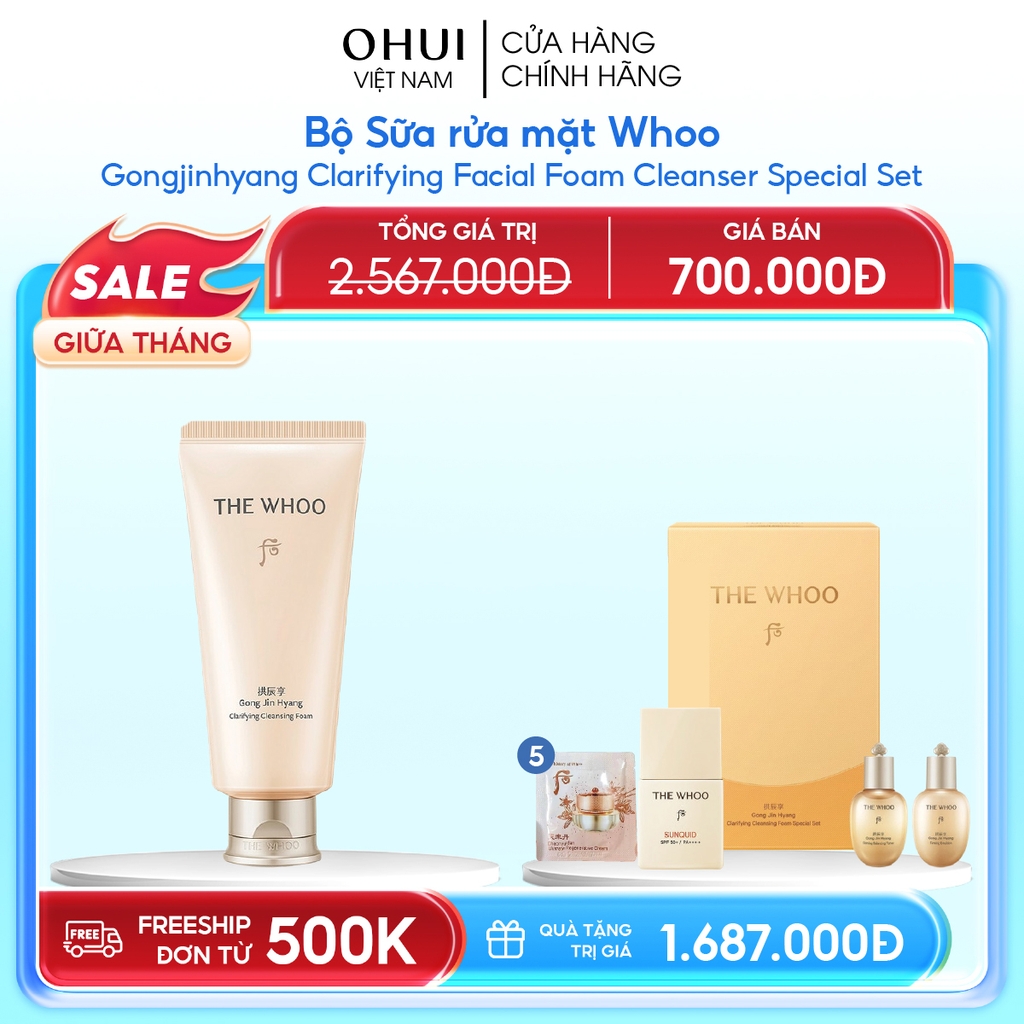 Bộ Sữa rửa mặt Whoo Gongjinhyang Clarifying Facial Foam Cleanser Special Set