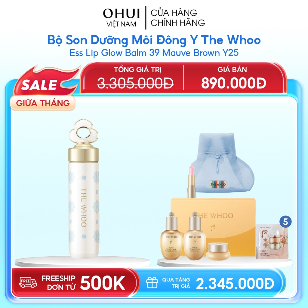 Bộ Son Dưỡng Môi Đông Y The Whoo Ess Lip Glow Balm 39 Mauve Brown Y25