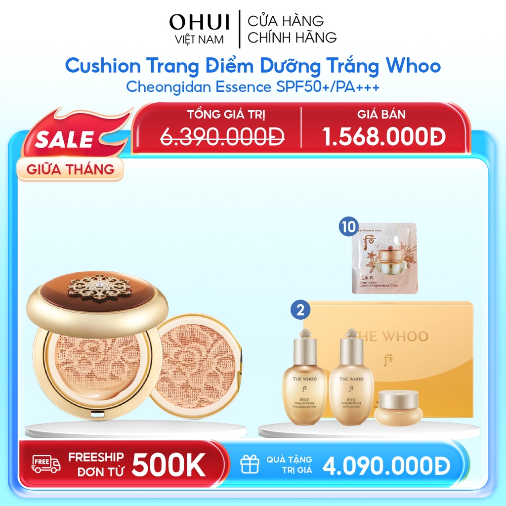 Cushion Trang Điểm Dưỡng Trắng Whoo Cheongidan Essence SPF50+/PA+++