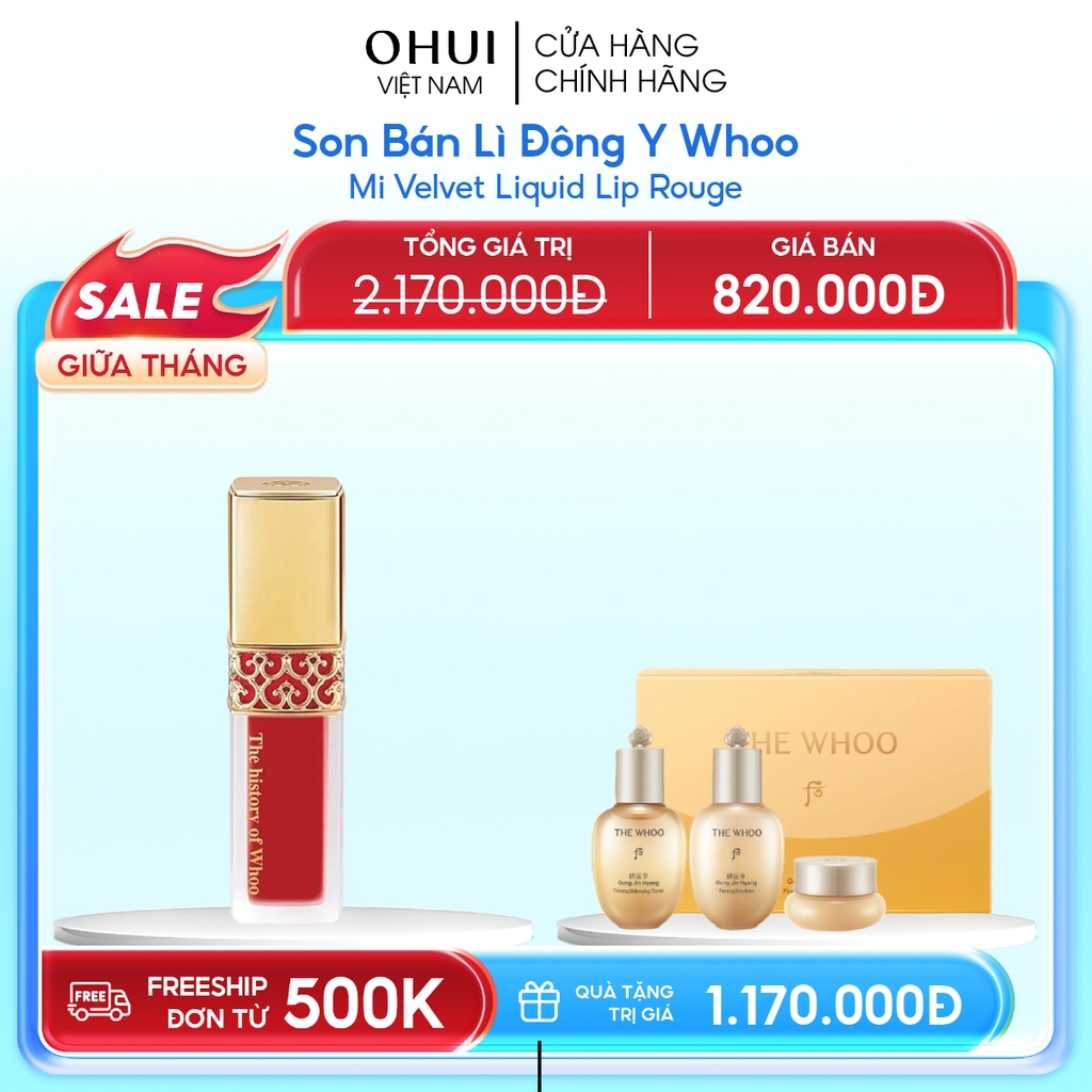 Son Bán Lì Đông Y Whoo Mi Velvet Liquid Lip Rouge
