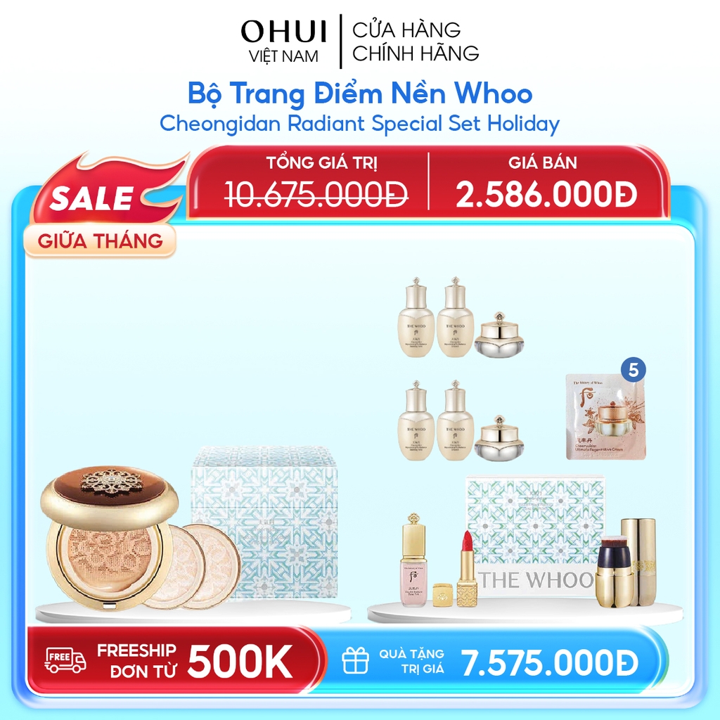 Bộ Trang Điểm Nền Whoo Cheongidan Radiant Special Set Holiday