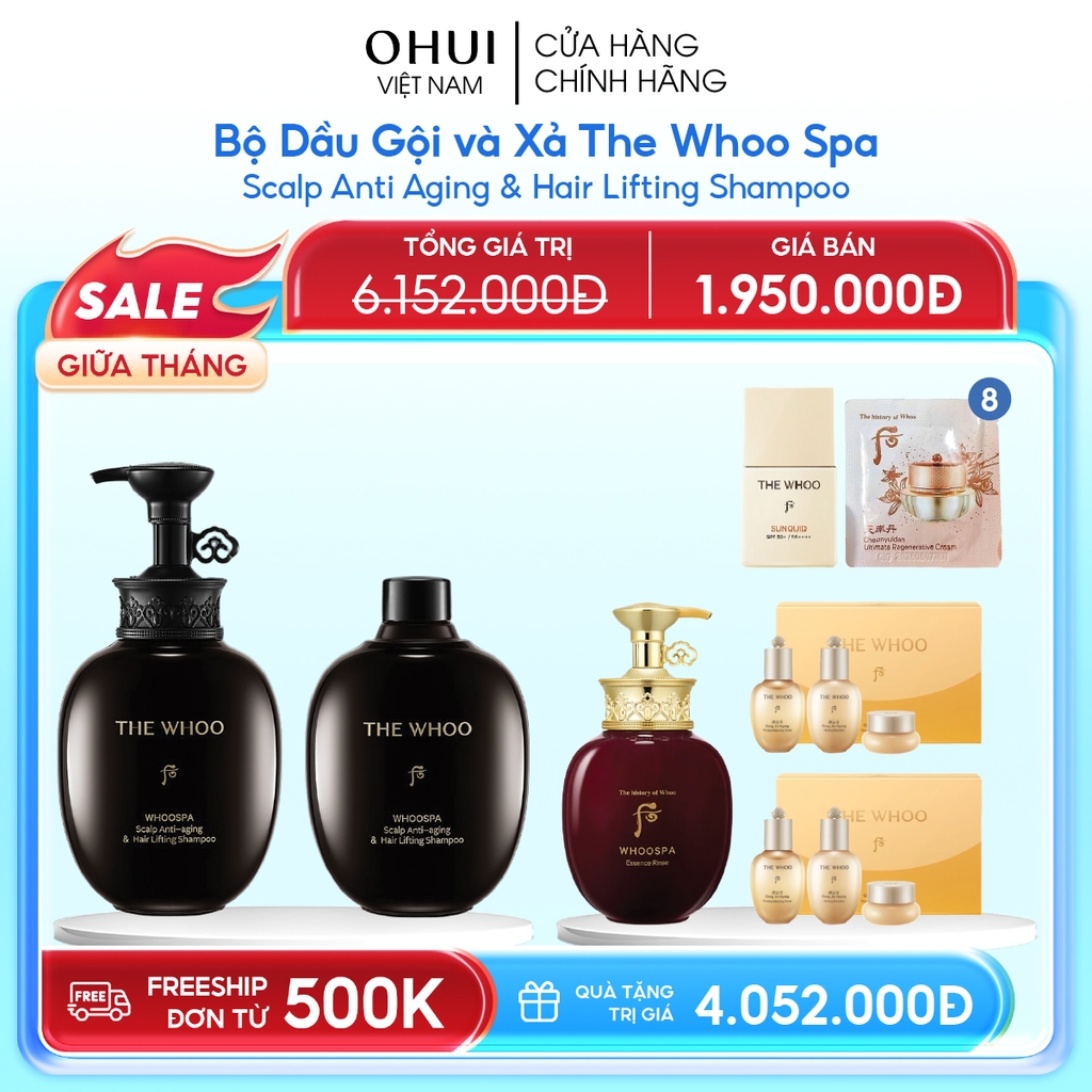 Bộ Dầu Gội Và Dầu Xả Whoo Spa Scalp Aging Lift Shampoo Set