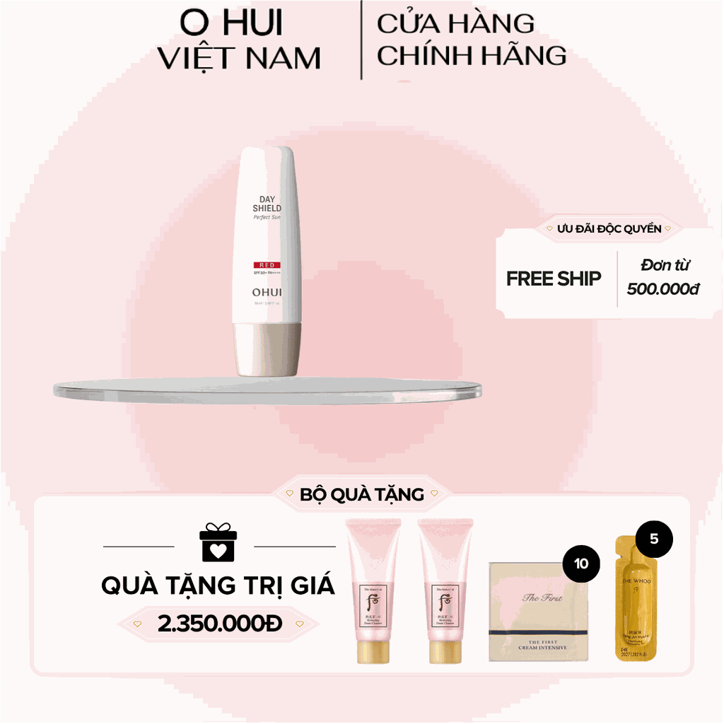 Kem chống nắng OHUI Day Shield Perfect Sun Red cho da dễ ửng đỏ