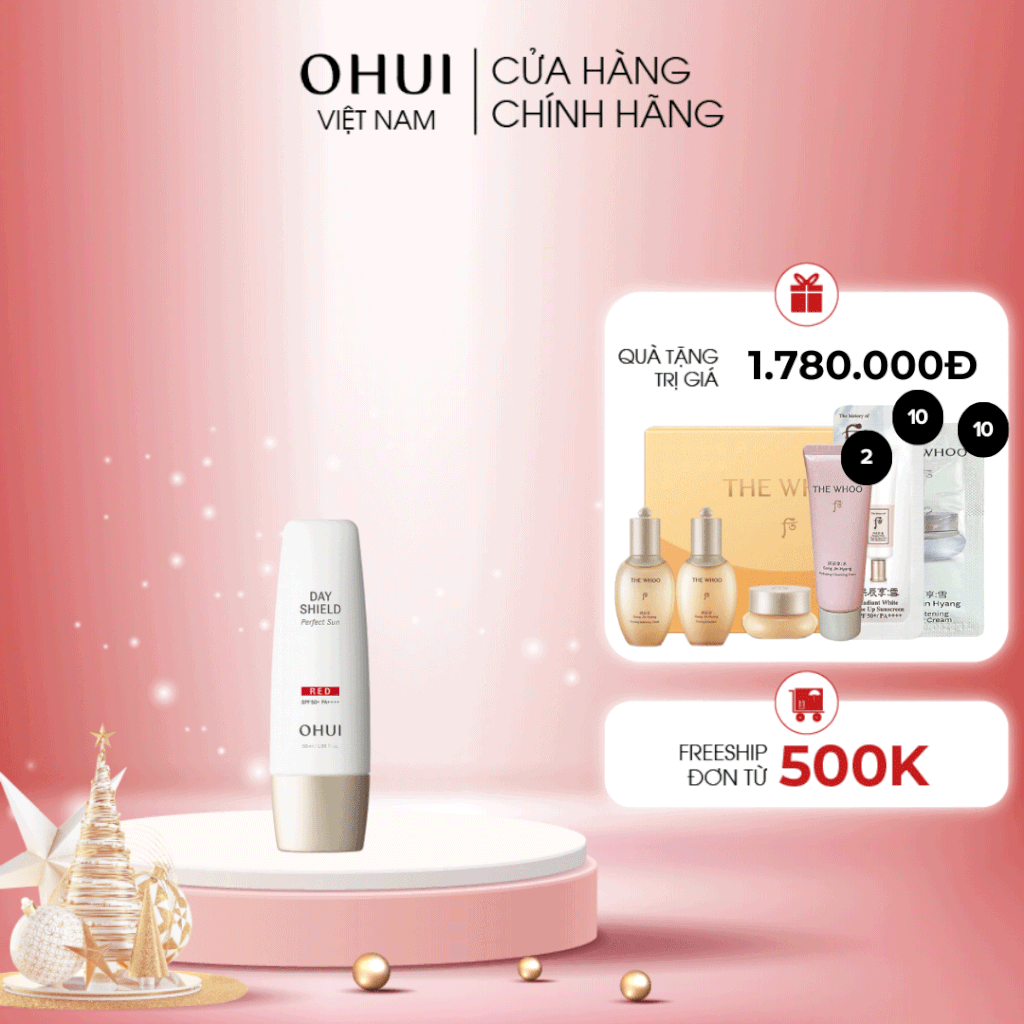 Kem chống nắng OHUI Day Shield Perfect Sun Red cho da dễ ửng đỏ