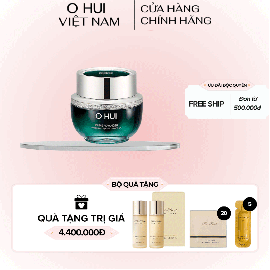 Kem dưỡng ngăn ngừa nếp nhăn OHUI Prime Advancer Ampoule Capture Cream