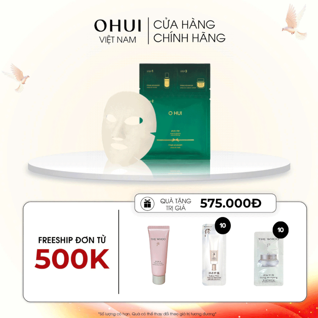 Mặt nạ 3 bước ngăn ngừa nếp nhăn sớm OHUI Prime Advancer 3-Step Mask