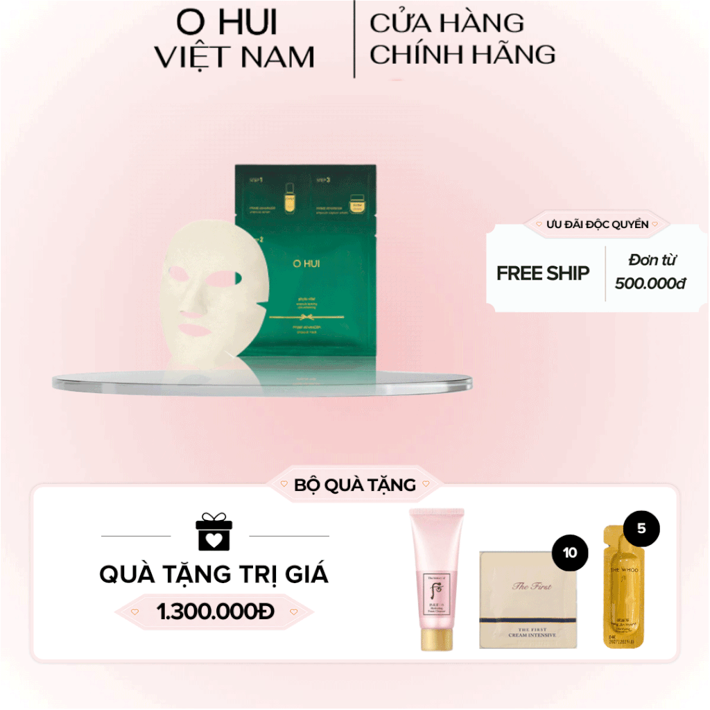 Mặt nạ 3 bước ngăn ngừa nếp nhăn sớm OHUI Prime Advancer 3-Step Mask