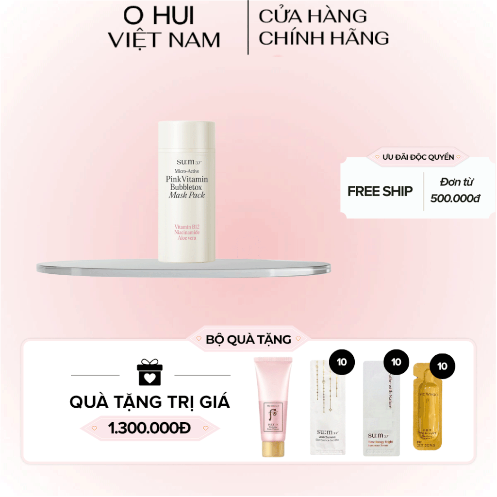Mặt Nạ Sủi Bọt Sum37 Micro Active Pink Vitamin Bubbletox Mask Pack