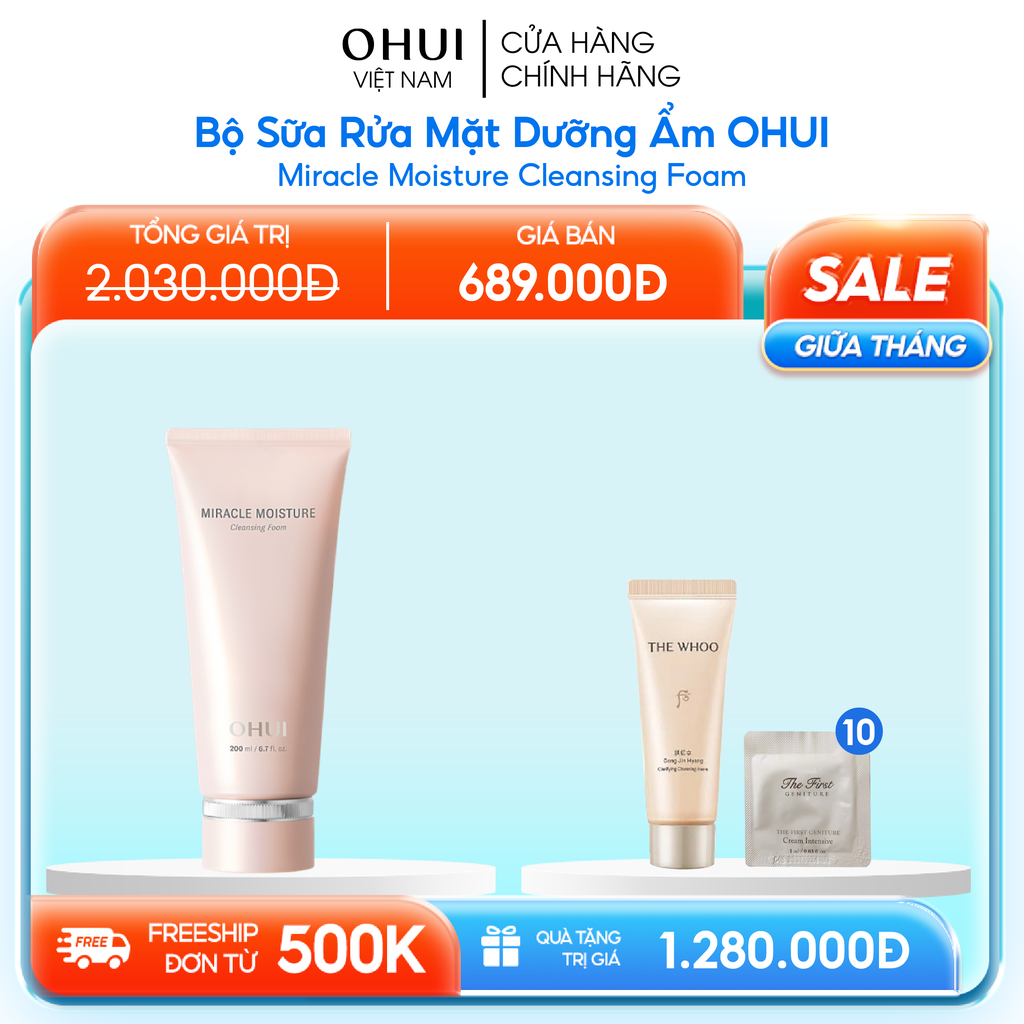 Sữa rửa mặt dưỡng ẩm OHUI Miracle Moisture Cleansing Foam
