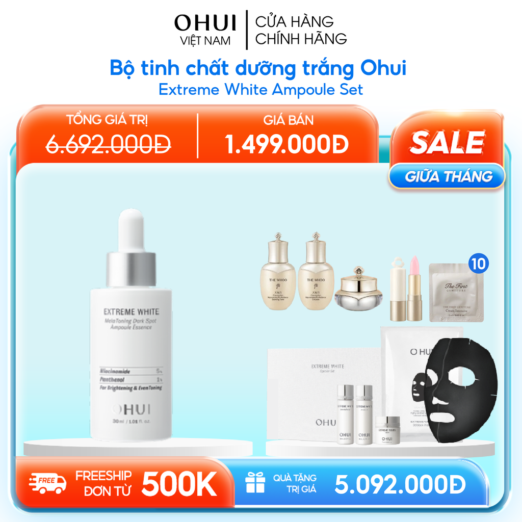 Bộ Dưỡng Da Ohui Extreme White Ampoule Set