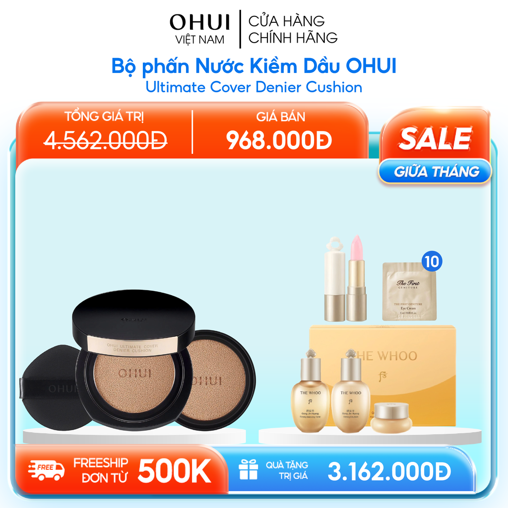 Bộ phấn Nước Kiềm Dầu Ohui Ultimate Cover Denier Cushion