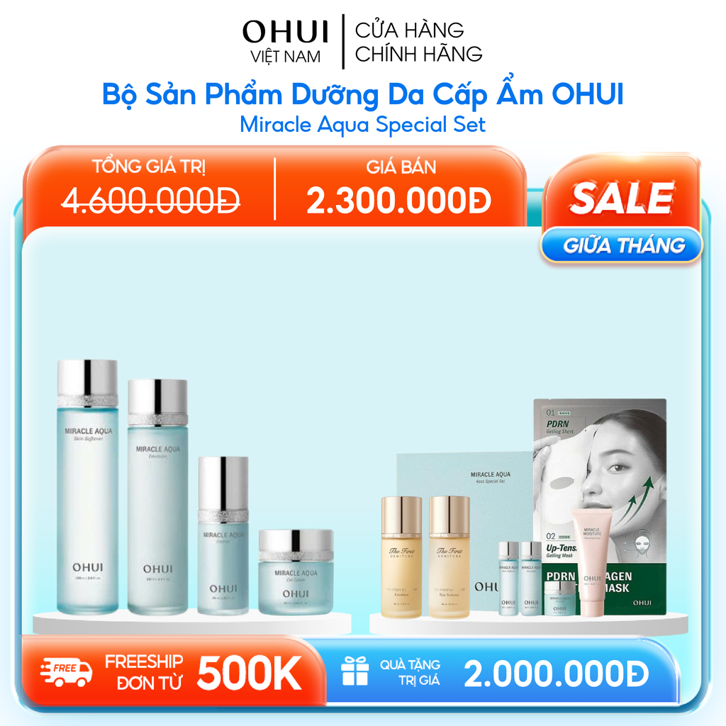 Bộ Sản Phẩm Dưỡng Da Cấp Ẩm Ohui Miracle Aqua Special Set