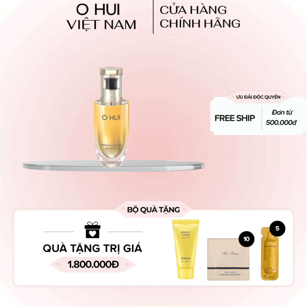 Tinh chất dưỡng sáng căng mướt OHUI Miracle Toning Glow Serum