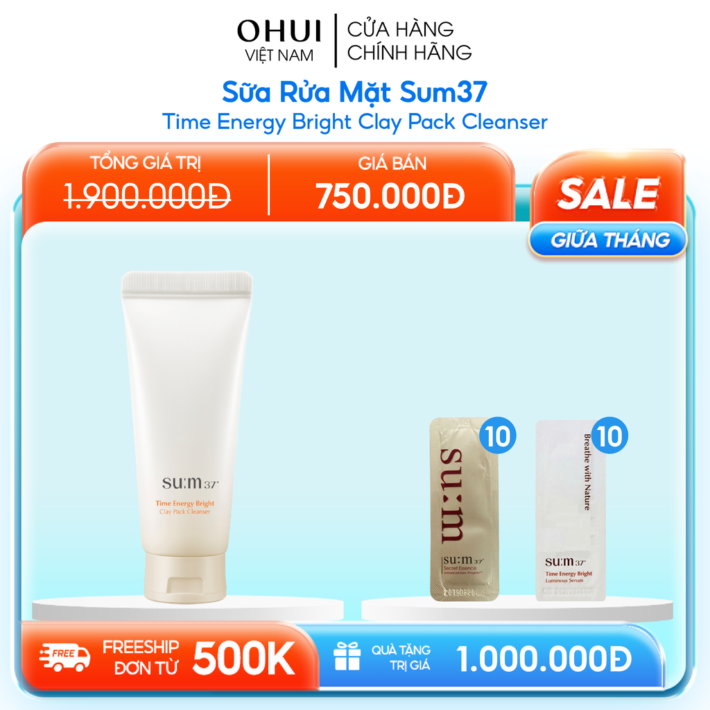 Sữa Rửa Mặt Sum37 Time Energy Bright Clay Pack Cleanser