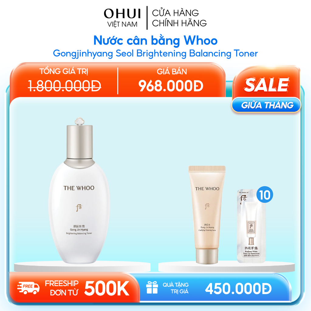 Nước cân bằng Whoo Gongjinhyang Seol Brightening Balancing Toner