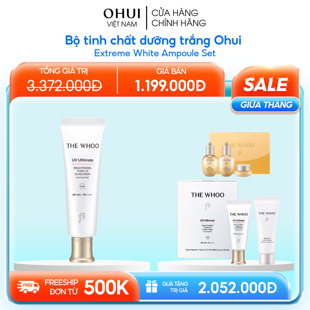 Bộ Kem Chống Nắng Nâng Tone Whoo UV Ultimate Brightening