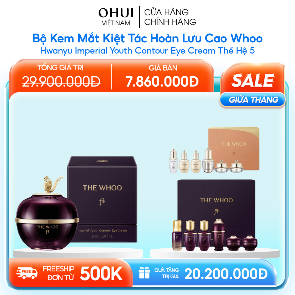 Bộ Kem Mắt Kiệt Tác Hoàn Lưu Cao Whoo Hwanyu Imperial Youth Contour Eye Cream Thế Hệ 5
