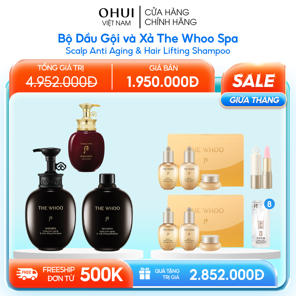 Bộ Dầu Gội Và Dầu Xả Whoo Spa Scalp Aging Lift Shampoo Set