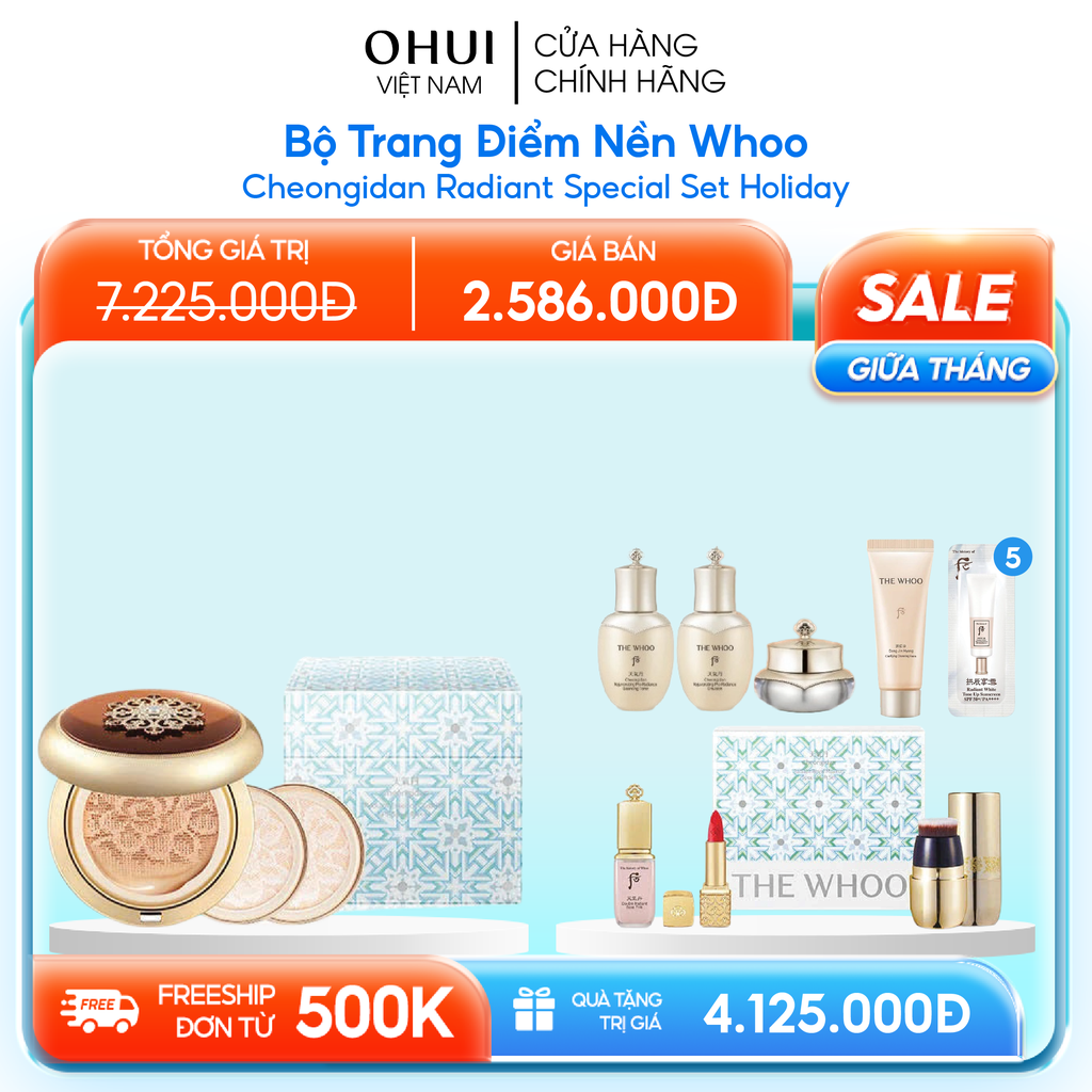 Bộ Trang Điểm Nền Whoo Cheongidan Radiant Special Set Holiday