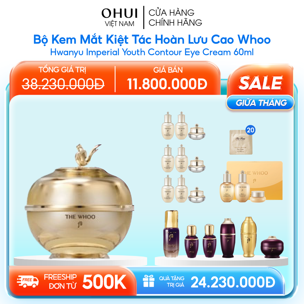 Bộ Kem Mắt Kiệt Tác Hoàn Lưu Cao Whoo Hwanyu Imperial Youth Contour Eye Cream 60ml