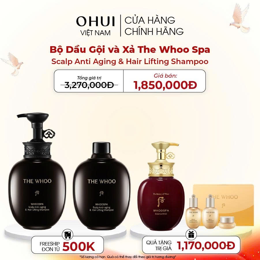Bộ Sữa Tắm Và Dưỡng Cơ Thể Whoo Spa Scalp Aging Lift Shampoo Set
