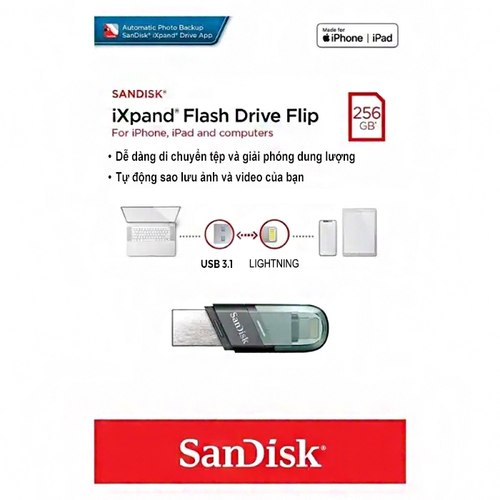 Sandisk iXpand Flash Drive Flip 256GB