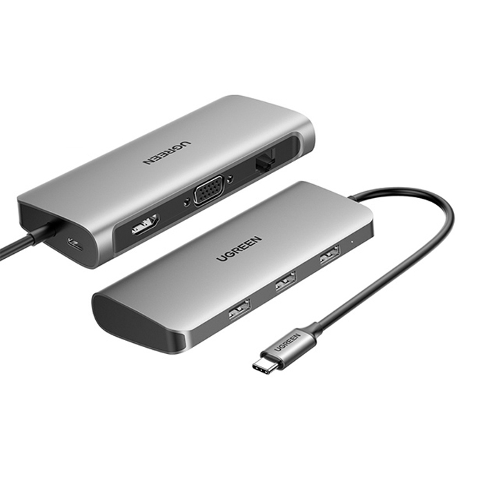 Ugreen USB-C To 3 USB 3.0 + HDMI + VGA + LAN + Adapter USB-C CM256