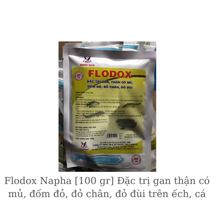 Flodox Napha ếch, cá [100 gr] Thủy sản gan thận có mủ, đốm đỏ, đỏ chân ...
