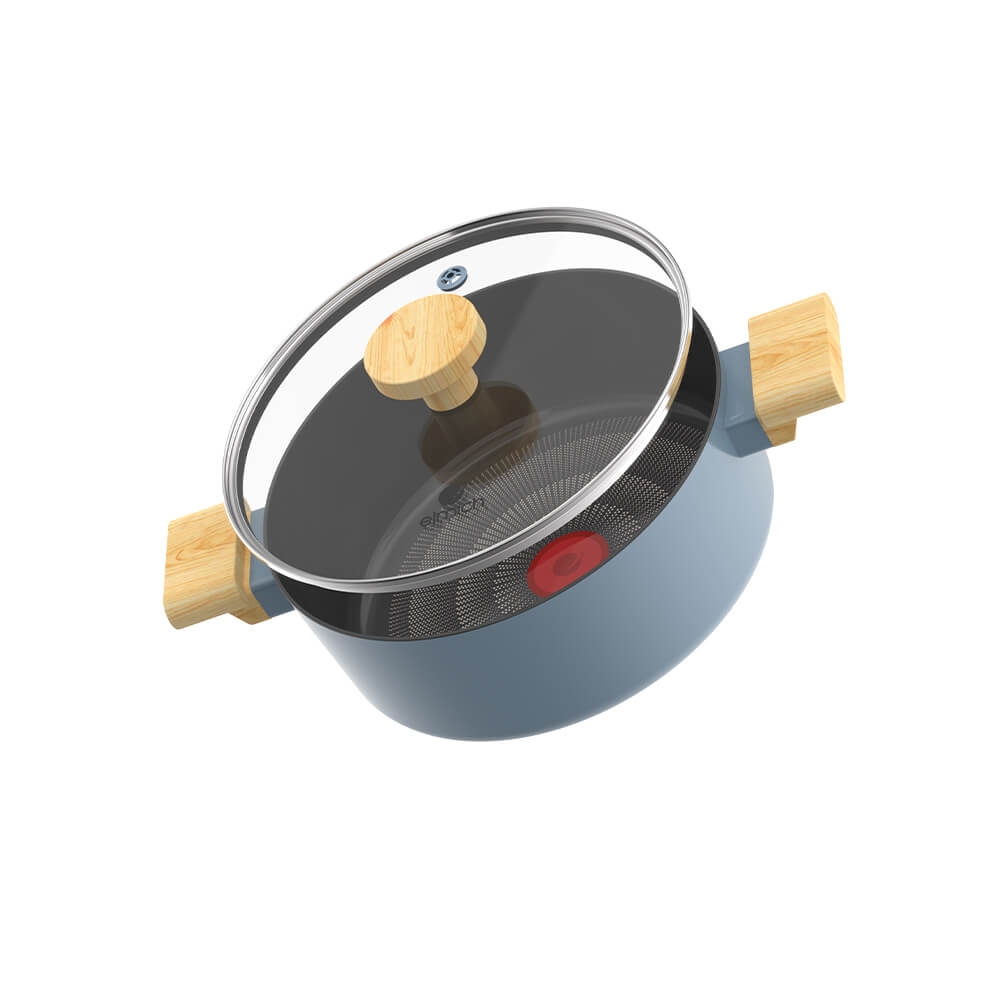 Bộ nồi chống dính vân gỗ Elmich Nature EL-5206MG04 size 18, 20, 24 chảo 26cm