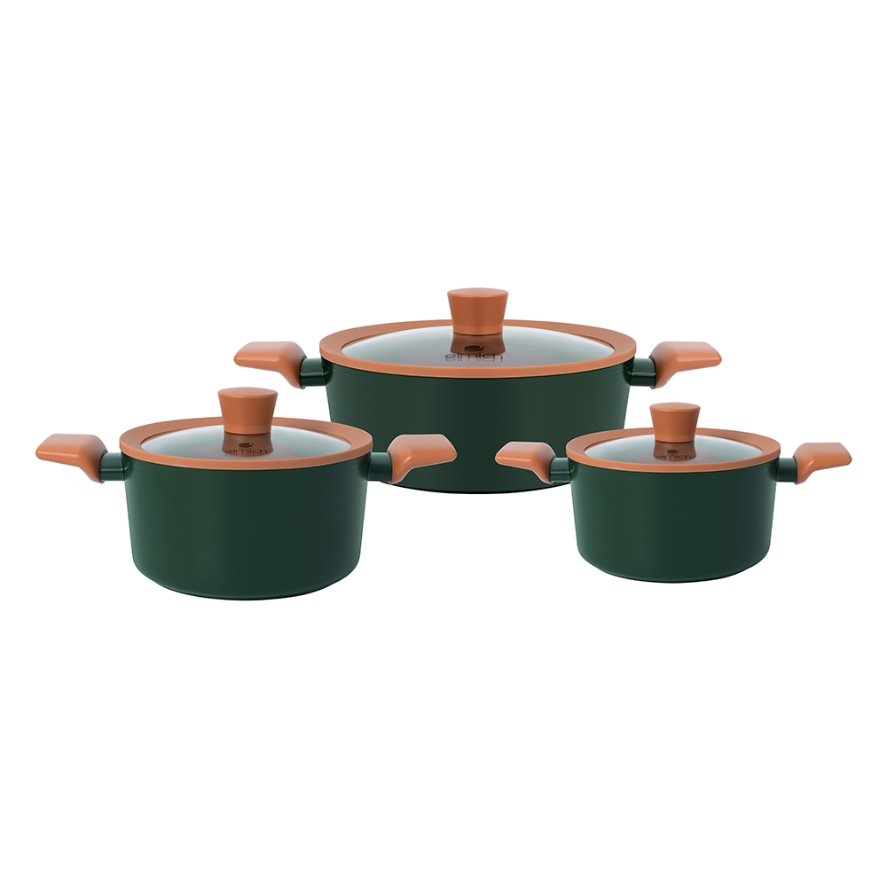Bộ nồi chống dính Ceramic Elmich Harmony EL5246PT01 Size 18, 20, 24cm