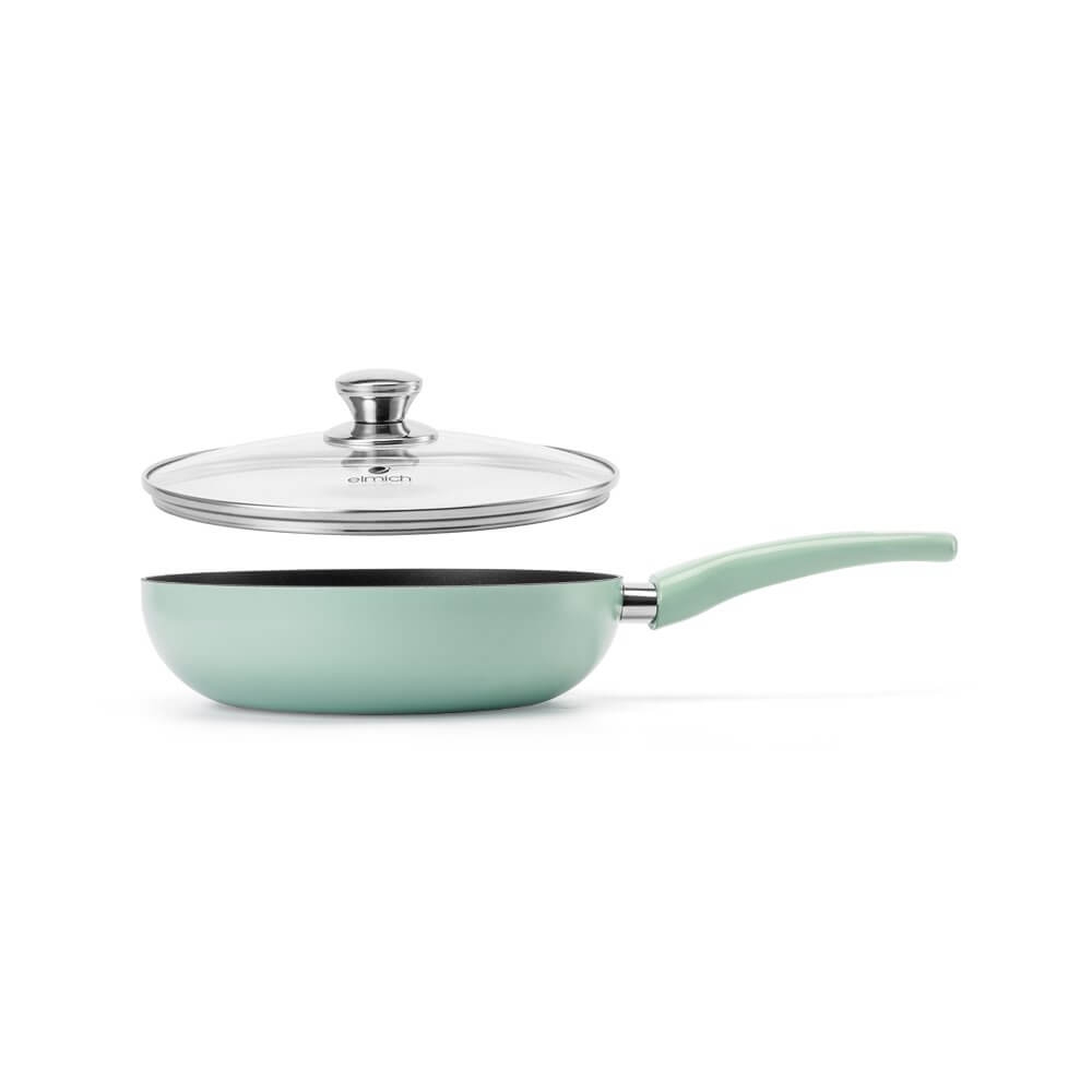 Chảo sâu lòng chống dính có vung kính Elmich EL-5913GY size 20, 26, 28 cm