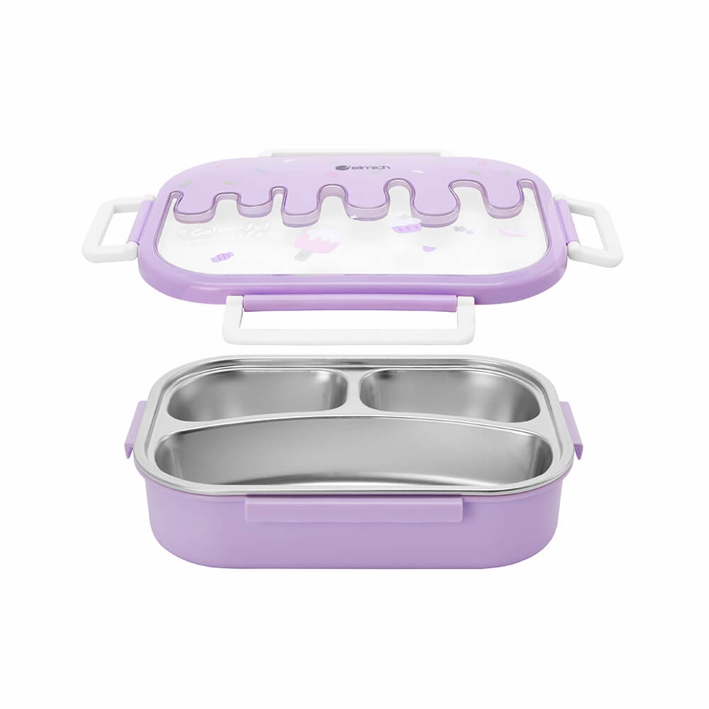 Hộp cơm cho trẻ em 3 ngăn, inox 304, dung tích 600mL Elmich 0009N3