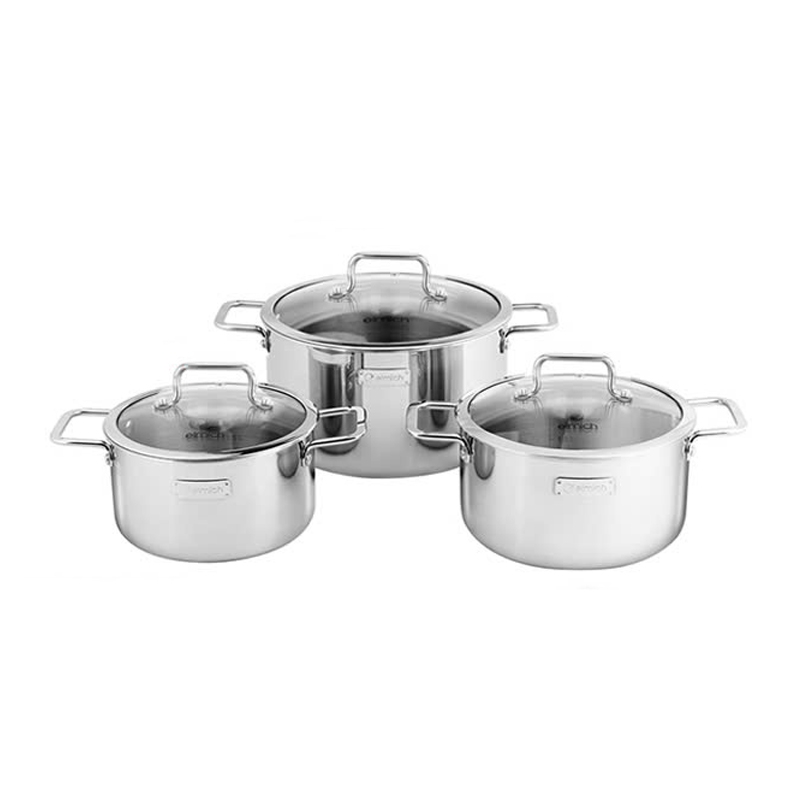 Bộ nồi Inox 3 lớp đáy liền Elmich Trimax classic 2105OL size 16,20,24cm